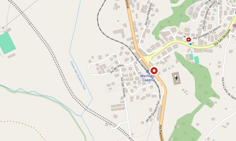 Mappa di Morlupo con il negozio segnato sulla Via Flaminia